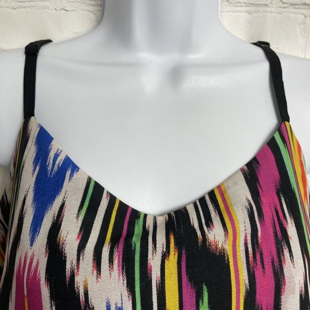 Warehouse women size 12 black streak strap sleeve lined blouse - Picture 4 of 8